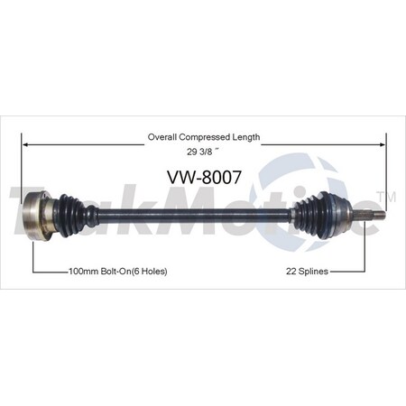Surtrack Axle Cv Axle Shaft, Vw-8007 VW-8007